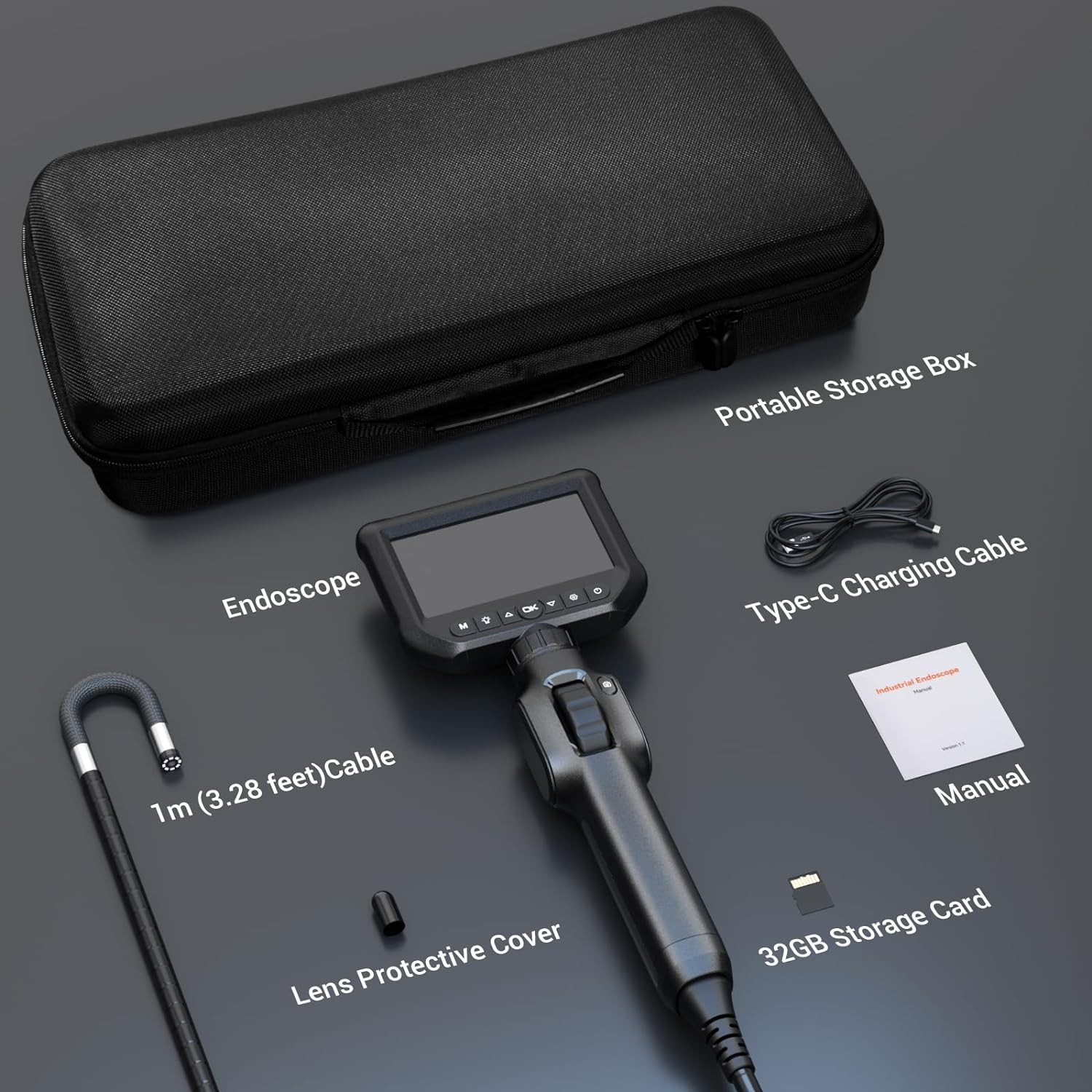 Two-Way Articulating Borescope Camera Endoscope Camera Inspection With 32GB Card