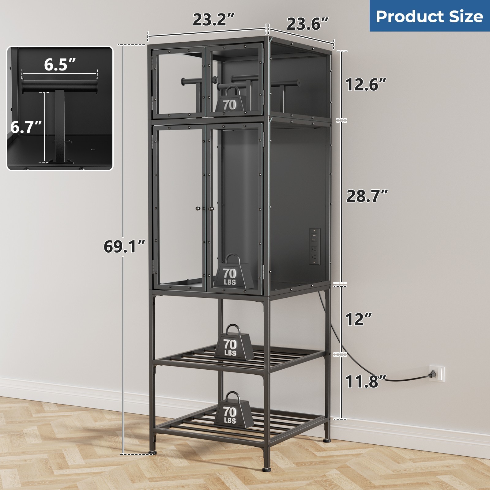 3D Printer Cabinet, Dual-Layer Filament Rack, T-Bar, Noise-Reducing