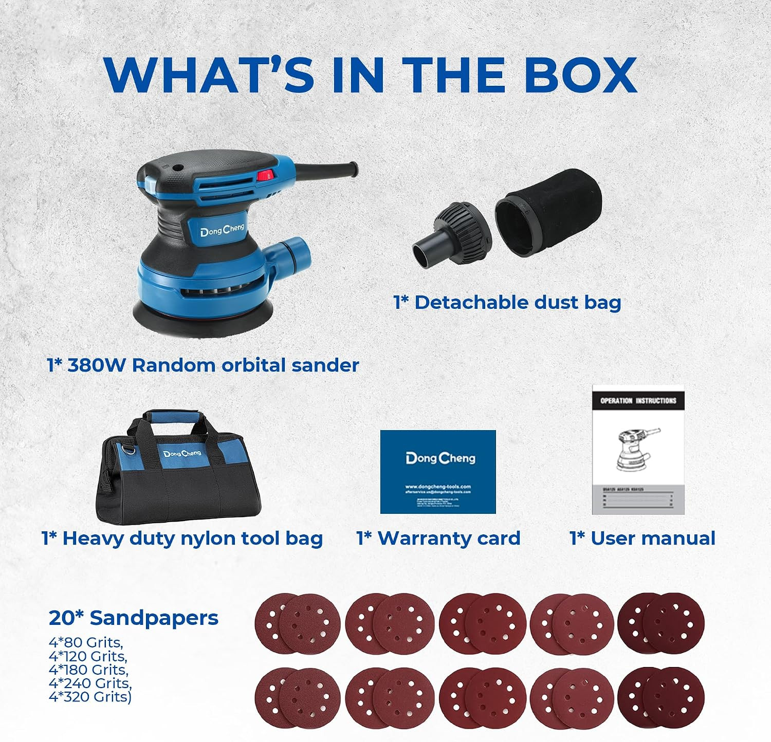 5-Inch Random Orbital Sander 3.2A 12800OPM Electric Palm Sander, 6 Variable Spee