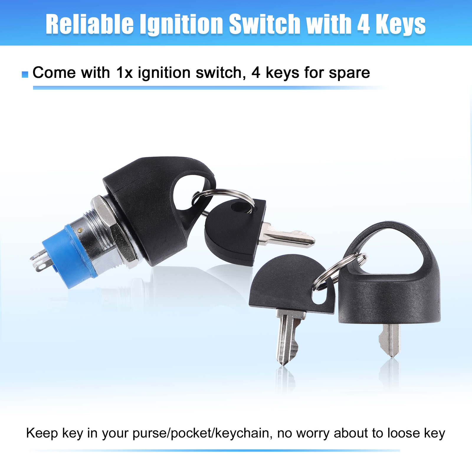 Ignition Starter on Off Switch Lock Keys 4 Wheels Power Chairs Universal - 1 pcs