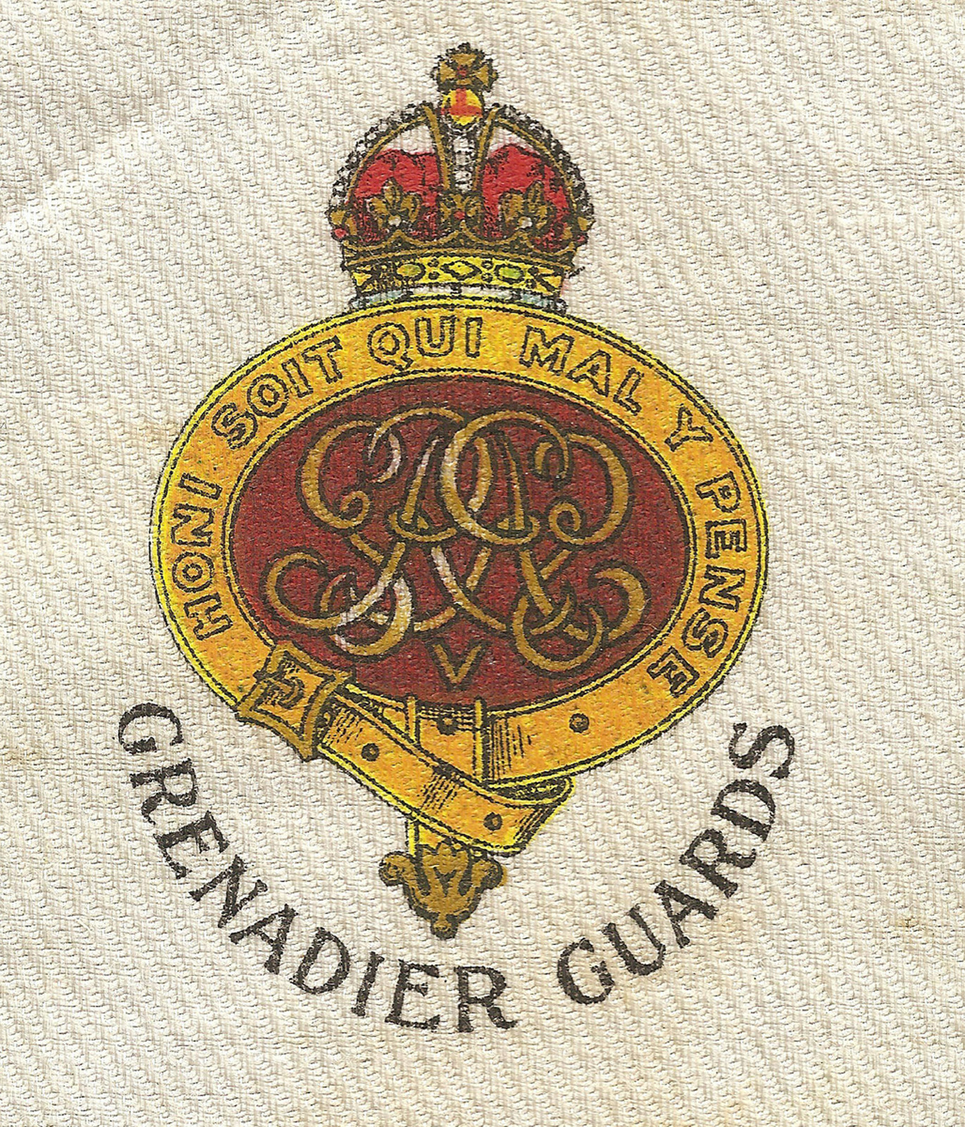 Vintage antique tobacco cigarette silk - use in crazy quilt -GRENADIER GUARDS