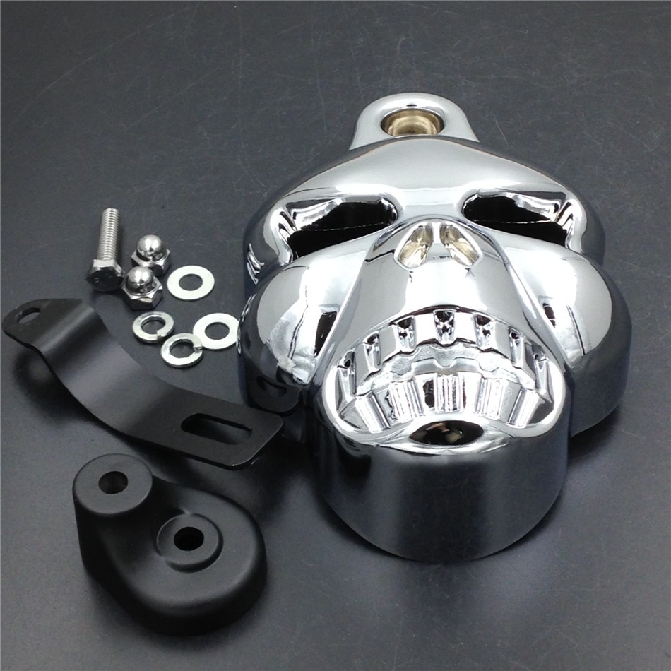Motorcycle Chrome Skull Horn Cover for Harley Davidson Cowbell Horns (1992-2020)