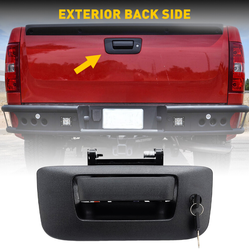 Tailgate Handle Latch w/Lock & Bezel For 2007-2014 Chevy Silverado GMC Sierra