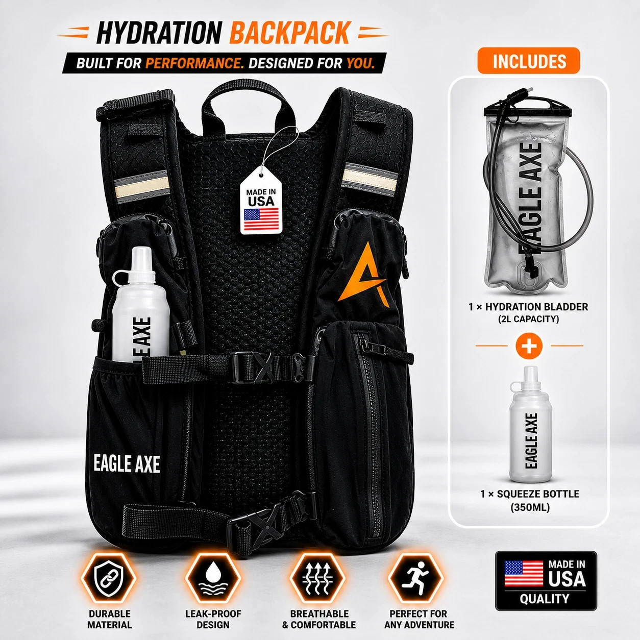 Running Vest Hydration Backpack with 2L Water Bladder Trail Running Cycling Race