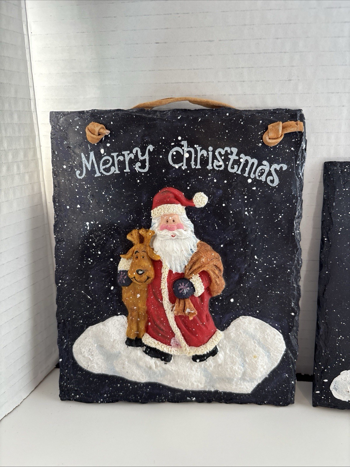 Merry Christmas & We Believe & Let It Snow. Three Wall Plaques w/ Santa /Snowmen