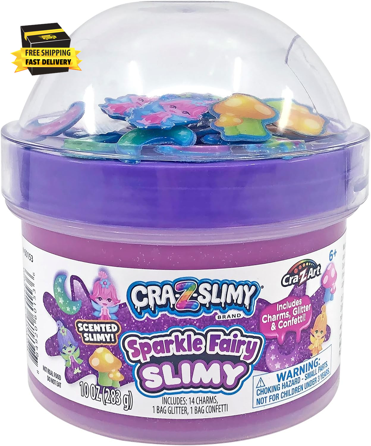 Cra-Z-Slimy Sparkle Fairy Cotton Candy Scented Premade Slime Kit, Ages 6 and Up