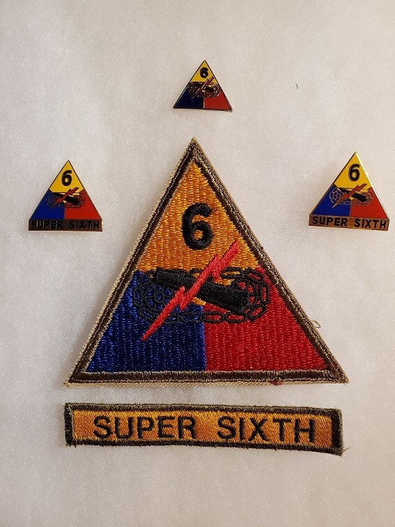 6th Armored Div. patch, tab & unit crests, "SUPER SIXTH" Nice group!