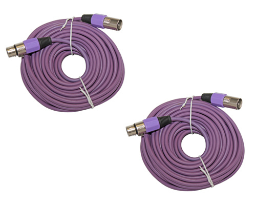 2 PURPLE Premium 50 FT XLR 15m meter Microphone Male to Female EXTENSION Cable