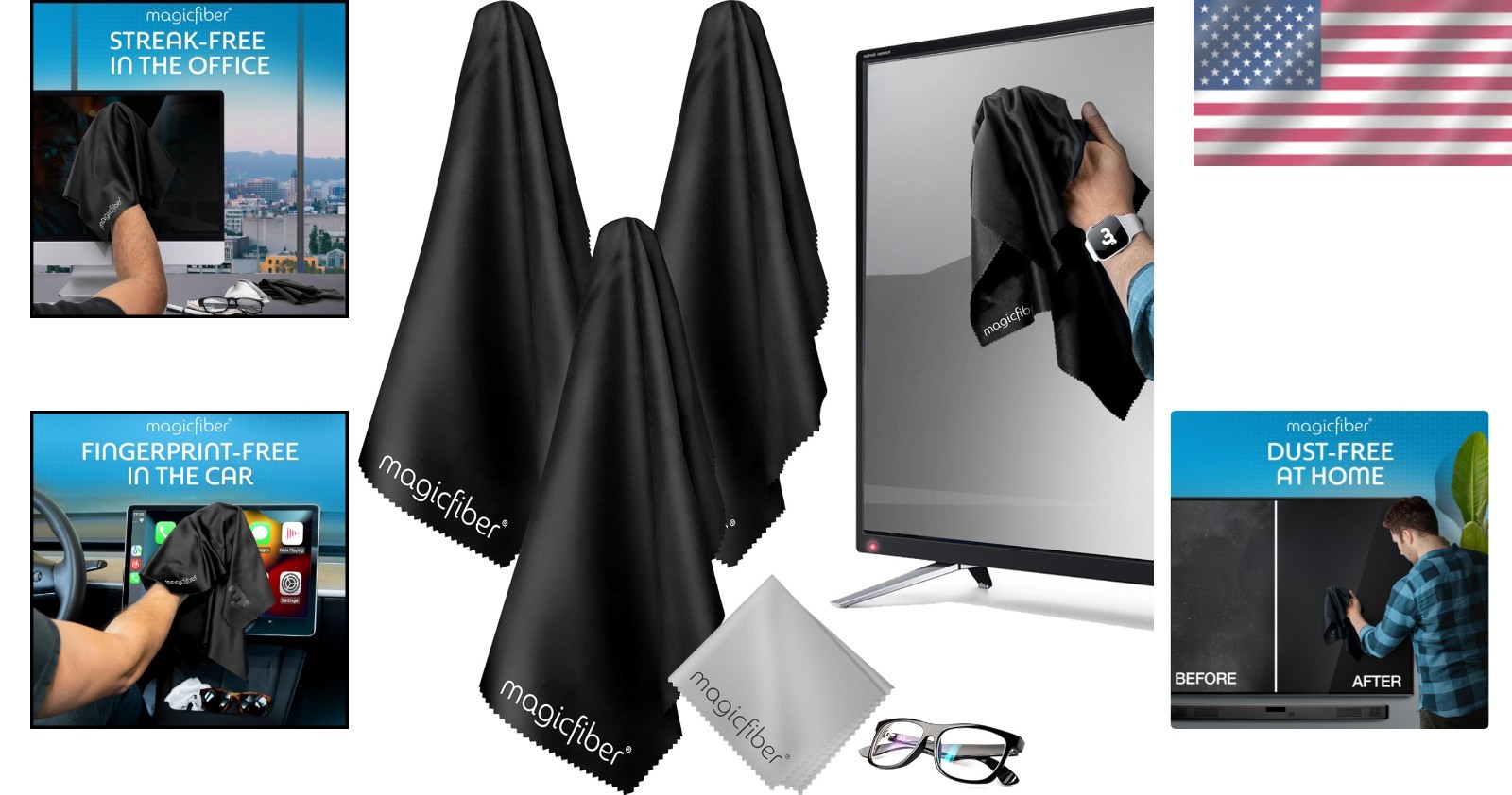 Microfiber Cleaning Cloth Set - Extra Large for Screens, TVs, and Glasses