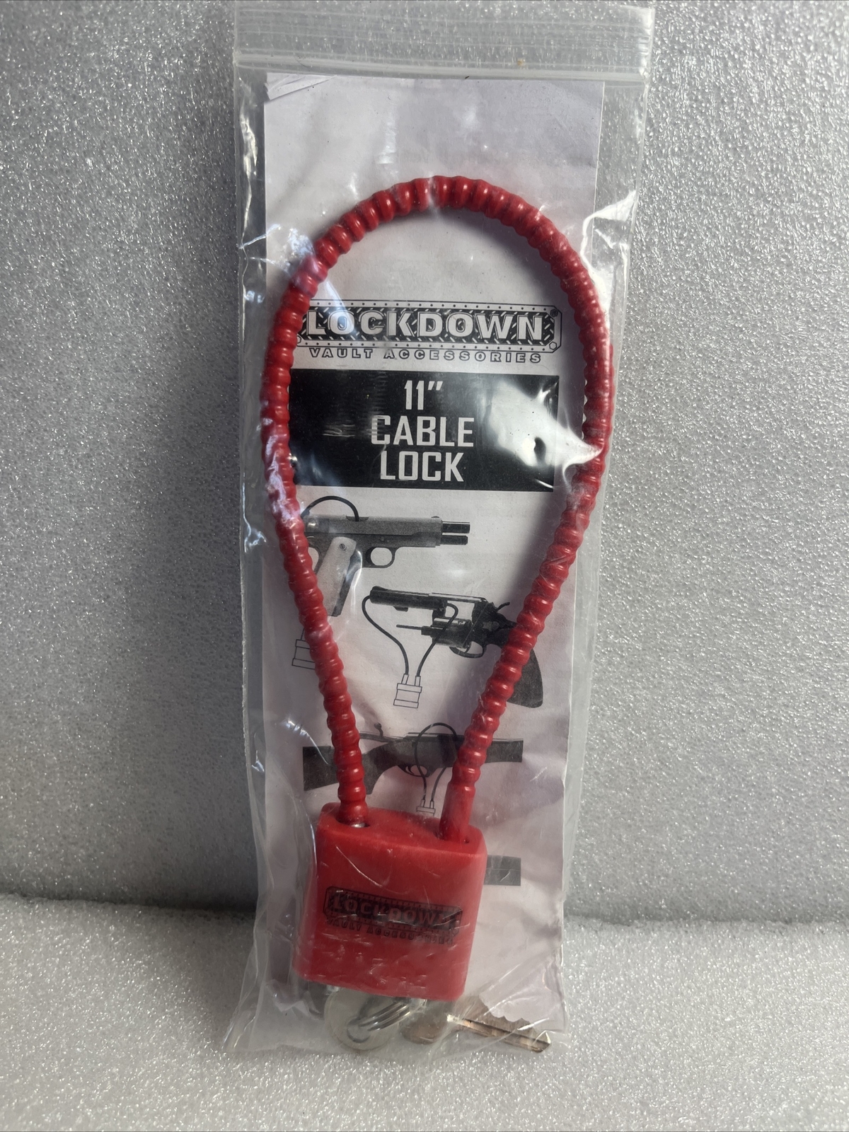 New Lockdown 11” 30mm Gun Cable Lock & 2 Keys DOJ Compliant Pistol/Rifle/handgun