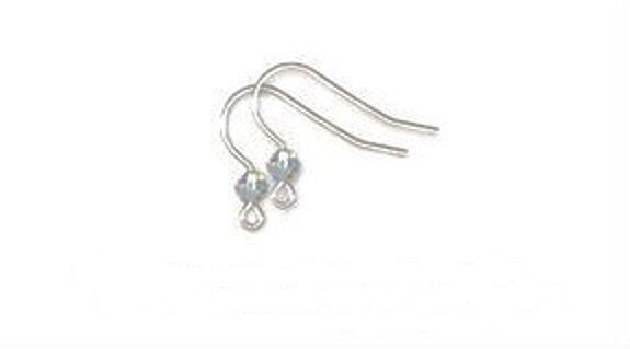 1 Pair Sterling Silver Fishhook Earwires with 4mm AB Swarovski Crystal Beads *