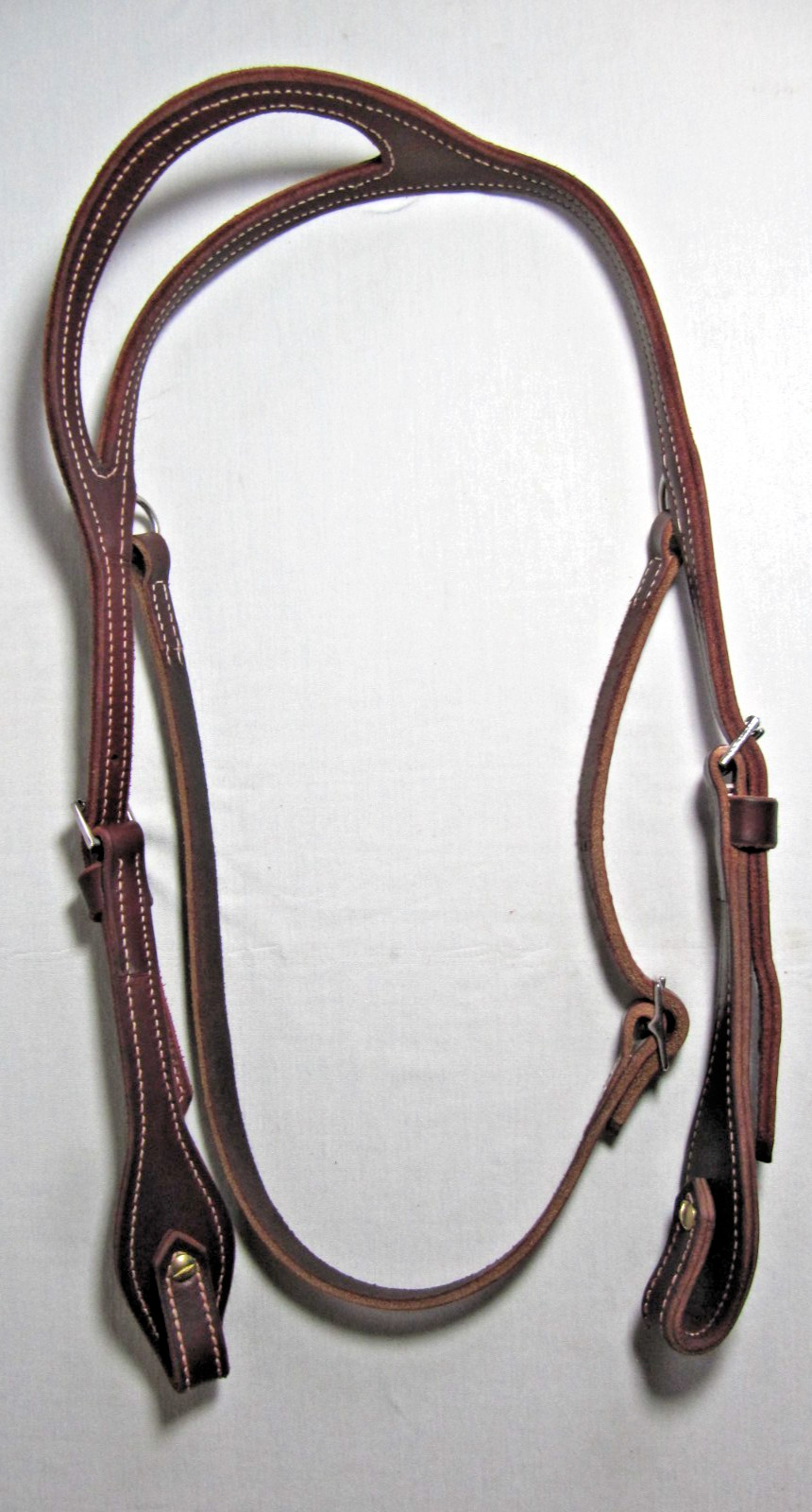 One Ear Leather Western Headstall Chicago Screws Russet Brown