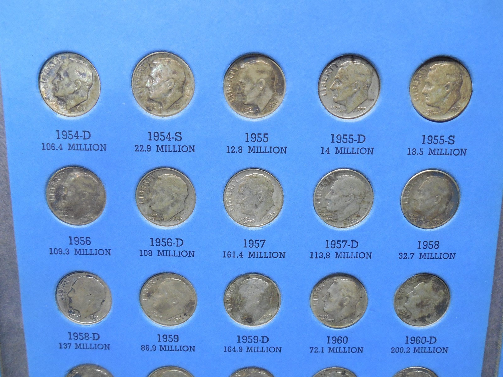 Roosevelt Dime Complete Collection (48 coins) 90% Silver In Whitman Folder