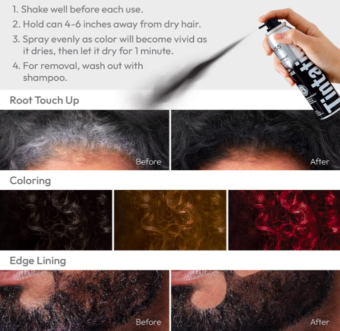 BL Kiss Tintation Temporary Color Spray Black 2.82oz---2 PACK