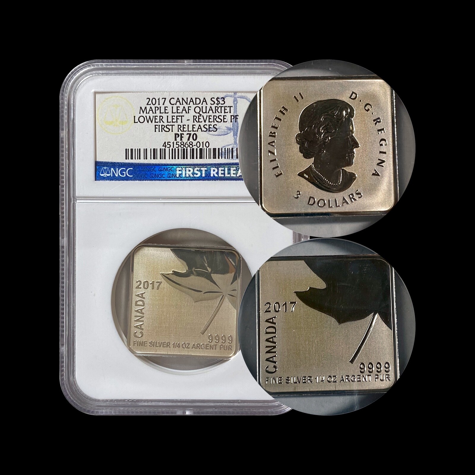 CANADA. 2017, 3 Dollars, Silver - NGC PF70 - Top Pop 🥇 Low Left 🍁 Quartet RARE