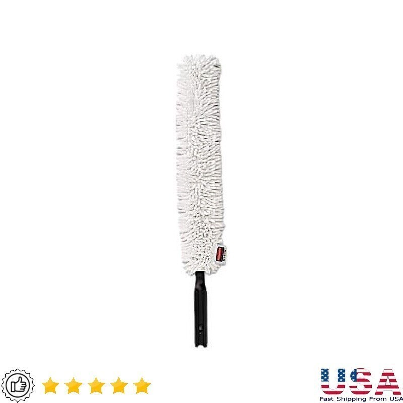 Flexible Microfiber Dusting Wand W/ Quick-Connect Handle Easy Cleaning White New