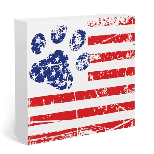 4th of July Patriotic Dog Decor Sign 4th of July Americana Table Decorations