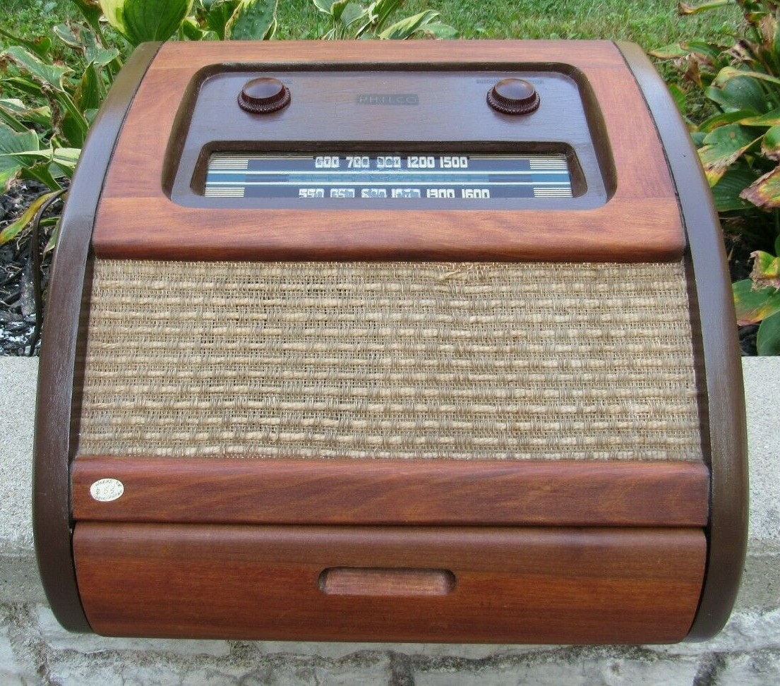 RARE PHILCO TUBE PHONO & RADIO wood bakelite antique 46-1201 "BING CROSBY"