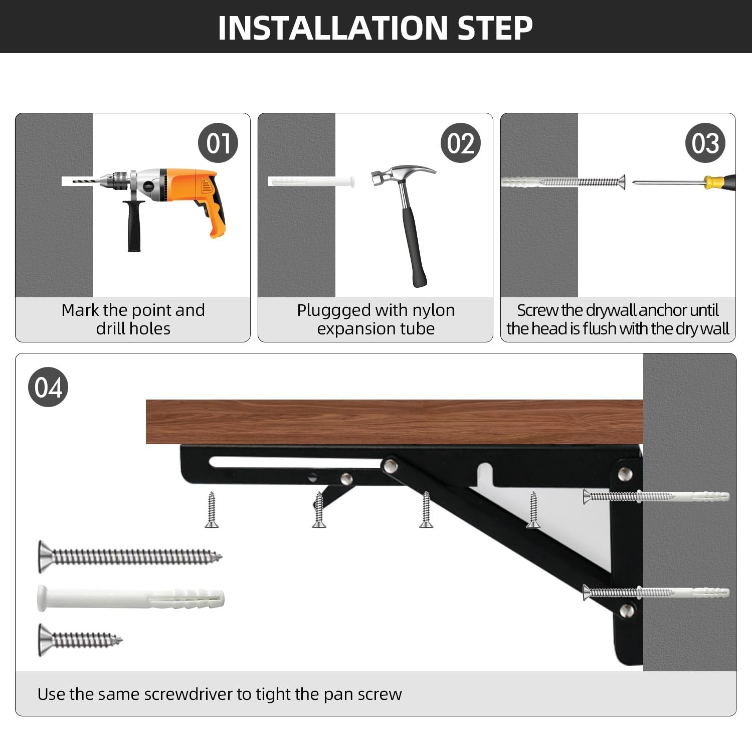 Folding Shelf Brackets 24 inch Foldable Shelf Bracket Heavy Duty Collapsible ...