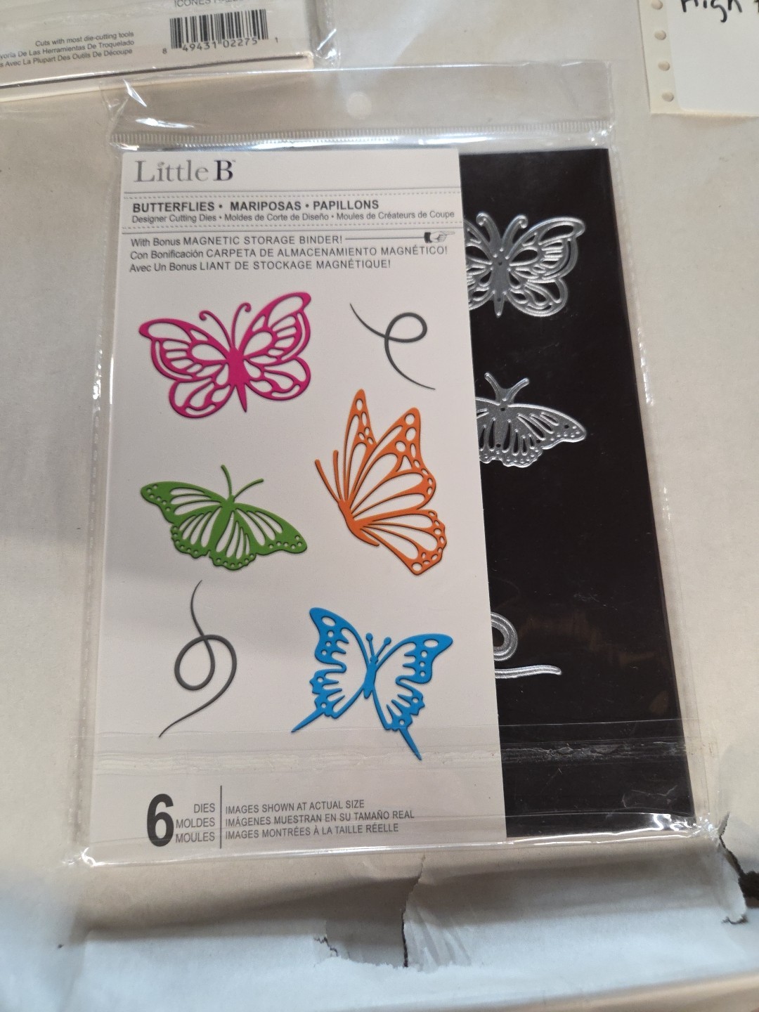 Little B Designer Cutting Dies w/ Magnetic Storage Binder BUTTERFLIES New