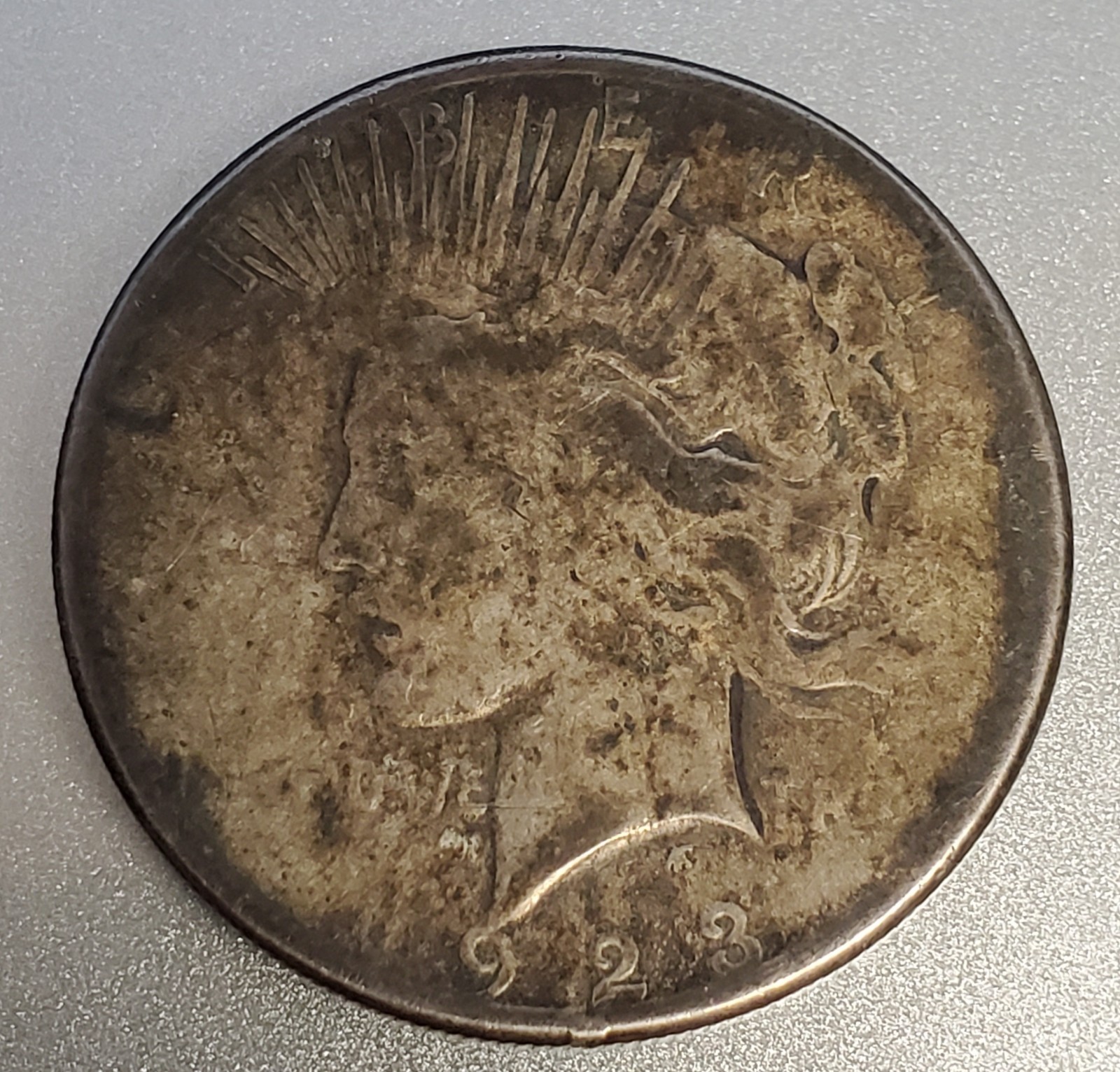 1923 S Peace Dollar 90% Silver Coin 26g San Francisco Heavy Circulation Antique