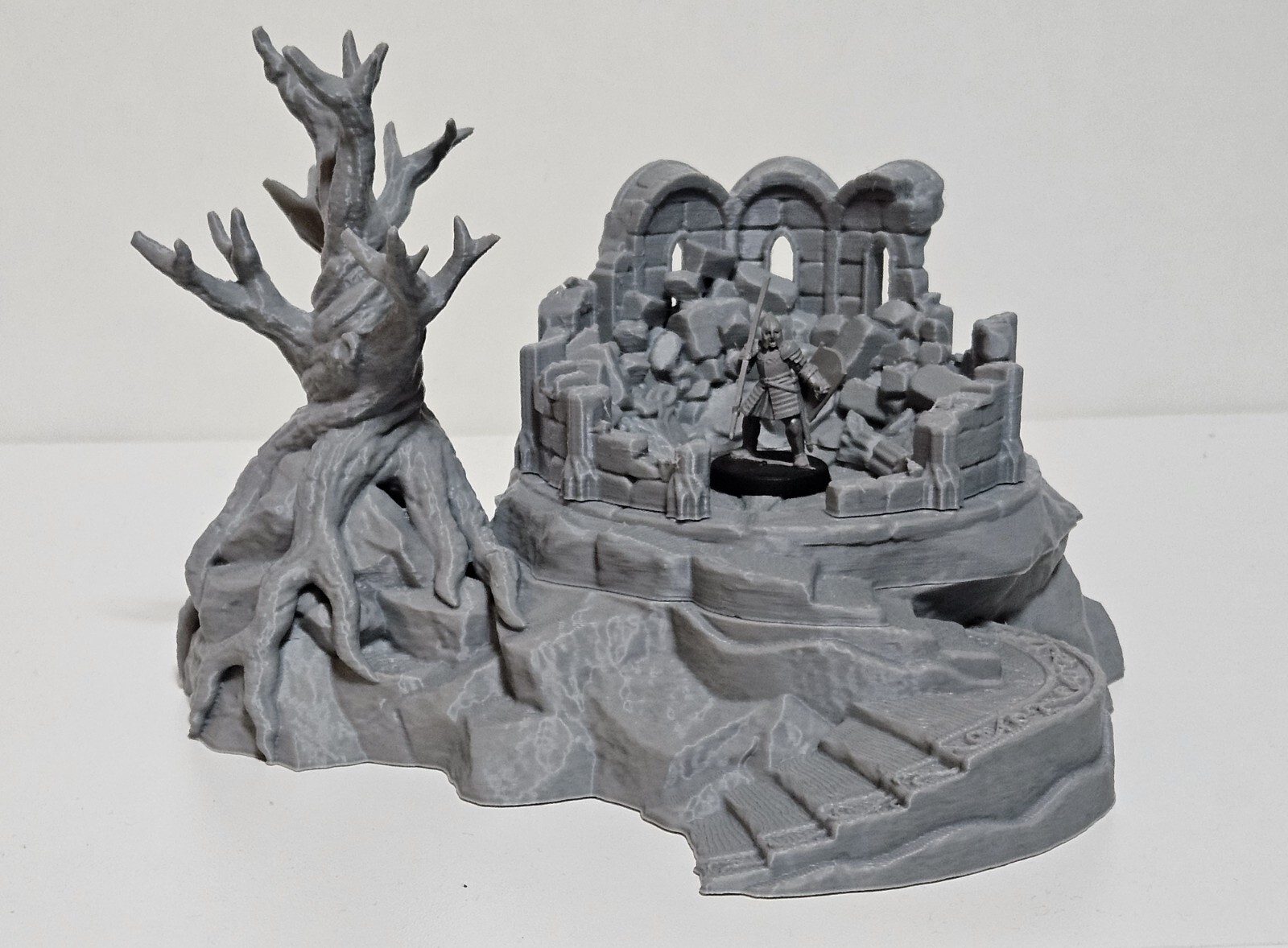 elven realms ruined library rocky hill with tree/model house /elf rocky ruin