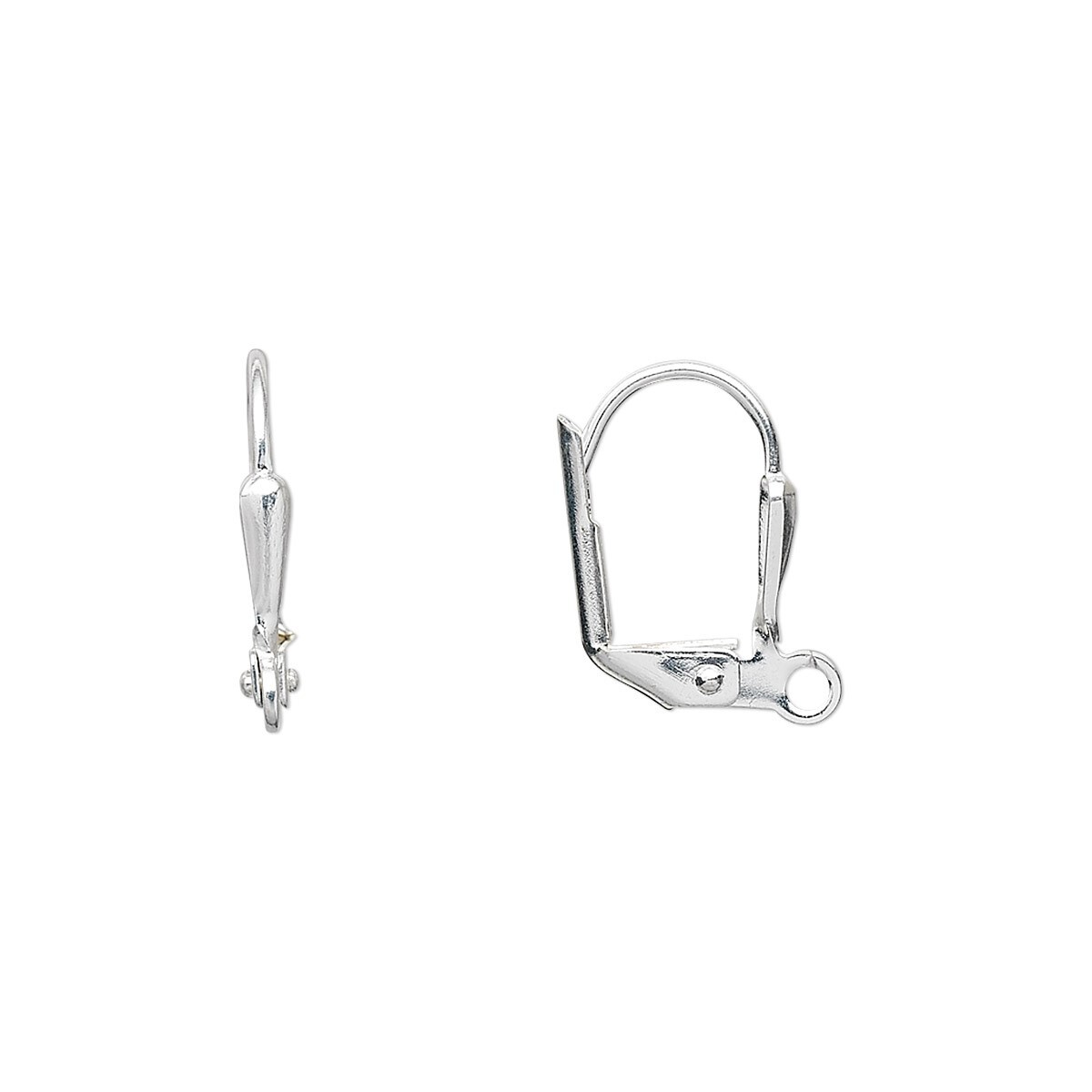 Ear Wire, 10 Silver Plated Brass 16mm Leverback 7x2mm Shield with Loop
