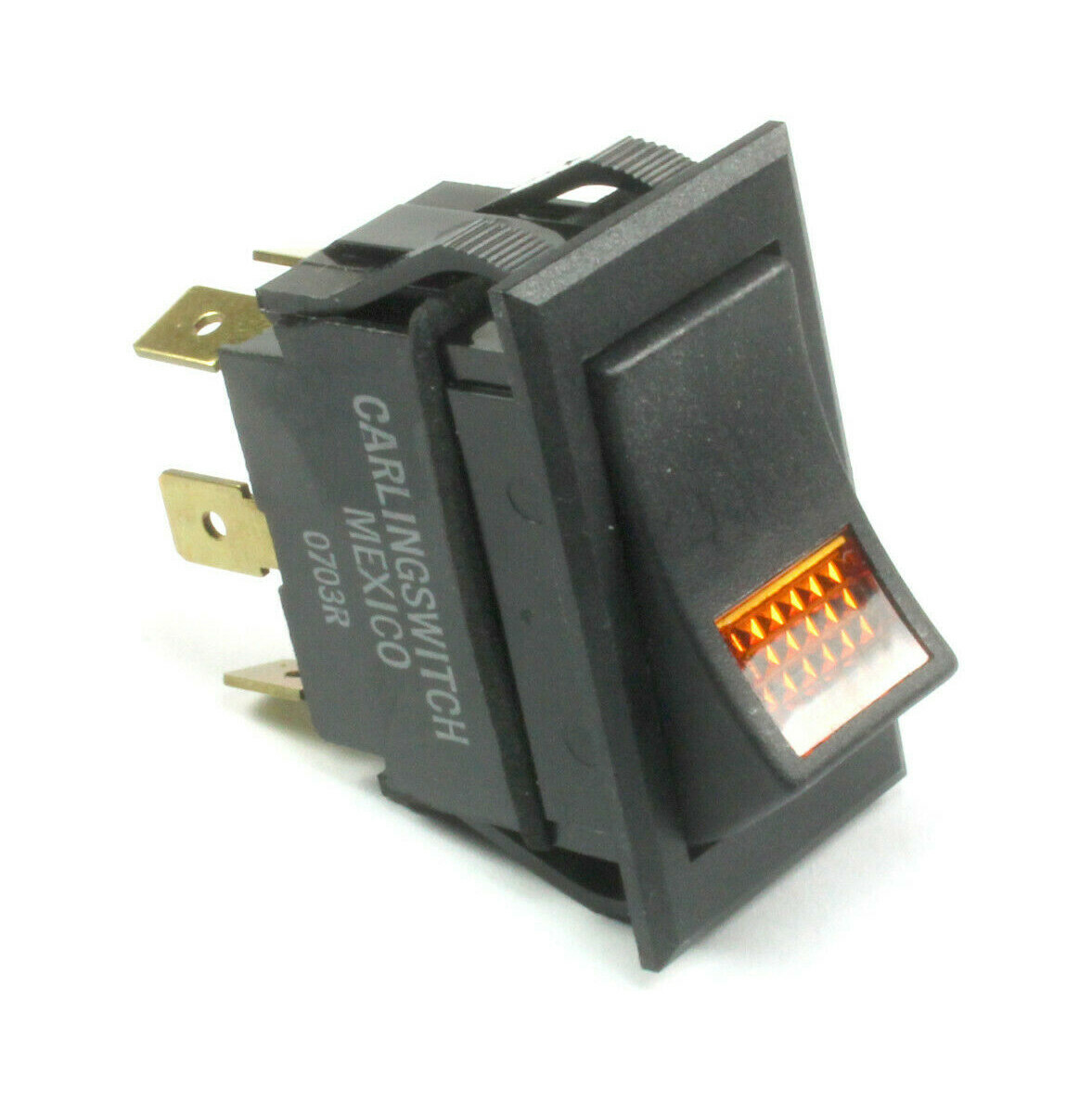 Carling Lighted Rocker Switch Amber DPST ON/OFF LTIGK51-6M-BL-AM-NBL 125/250 VAC