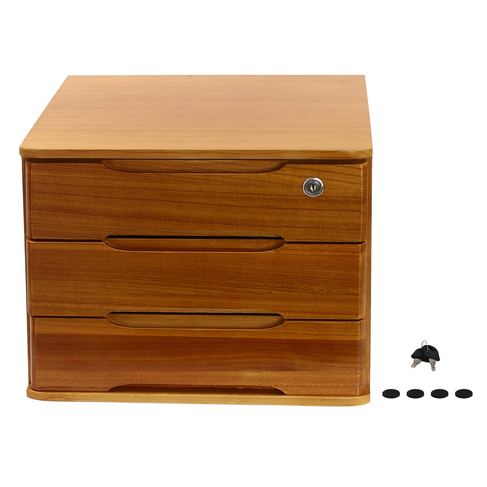 17.72" Yellow 3-Tier Desktop Organizer with Lockable Drawers - Compact Design
