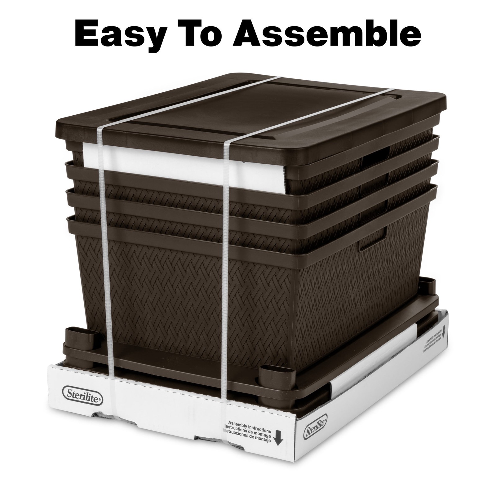 Wide 4 Drawer Tower Easy to Assemble W/ Removable Decorative Cross-Weave Plastic