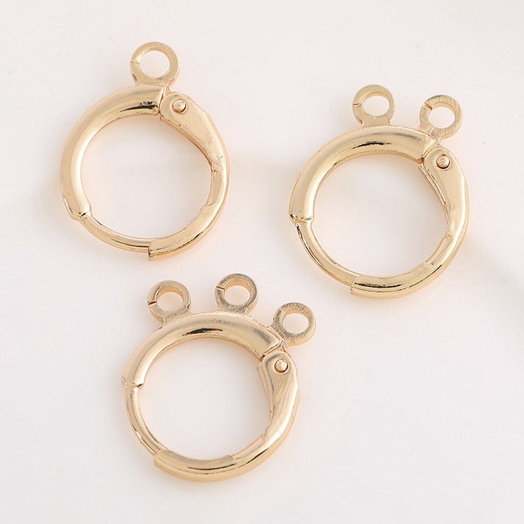 2Pairs 14K Gold Plated Earrings Component, 2Loops 3Loops  GZR520