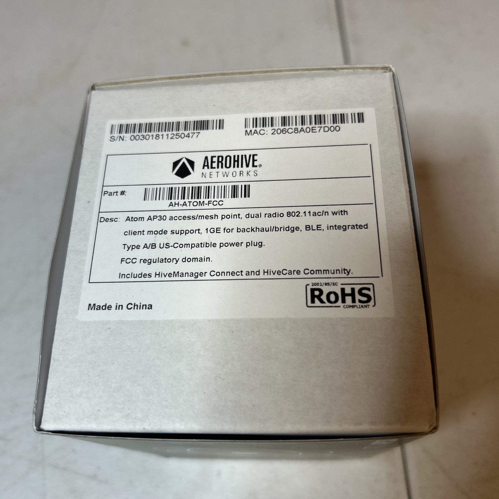 Extreme Networks Aerohive Atom AP30 Enterprise Quality Wi-Fi Access Point