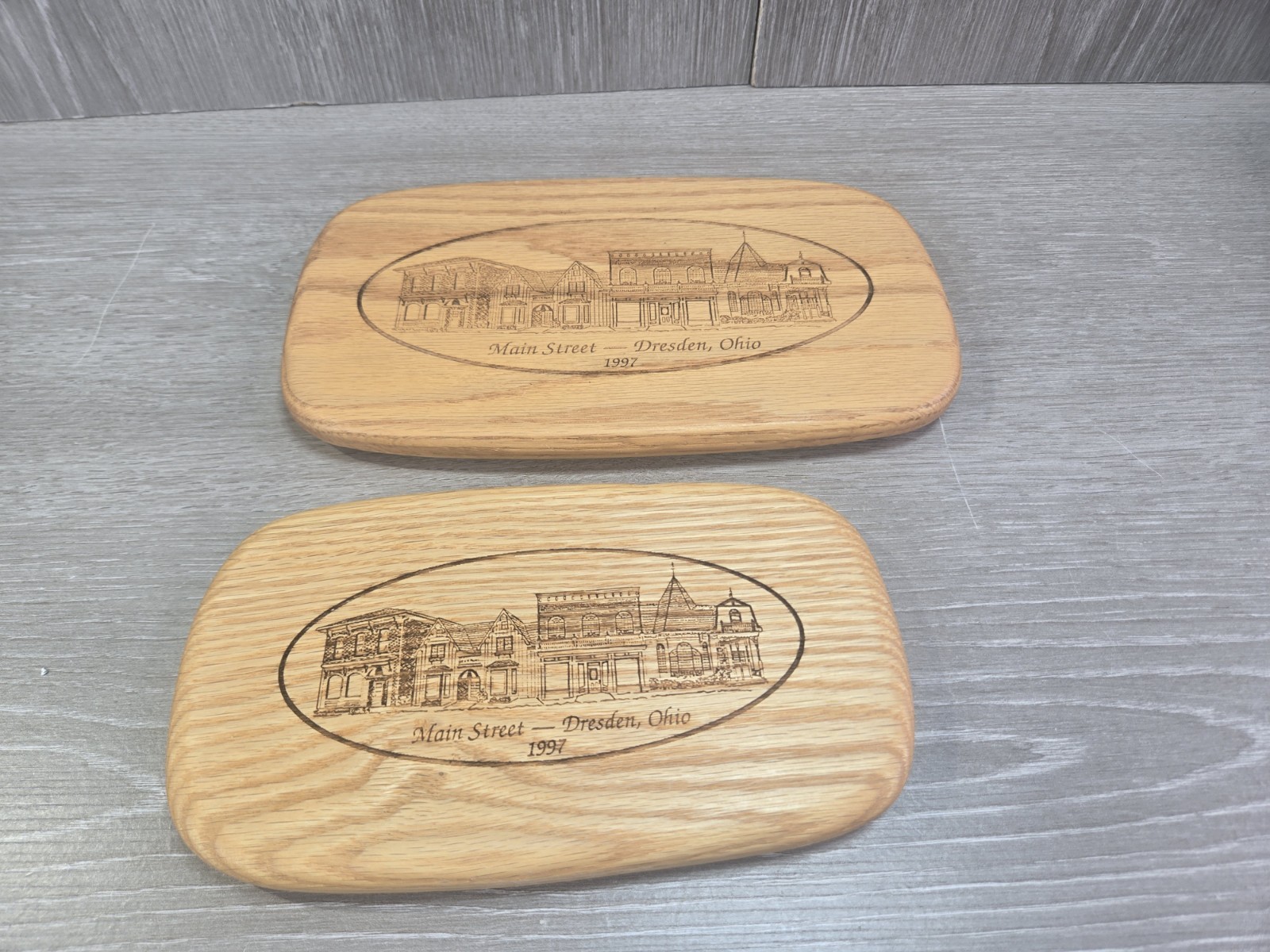 Patio Shops Exclusive Wooden Carved Lid Main Street Ohio Wood Lid Pair