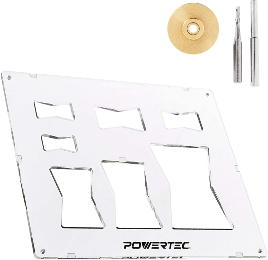 POWERTEC Router Bits Solid Brass Inlay Kit with Butterfly Template Decor Bowtie