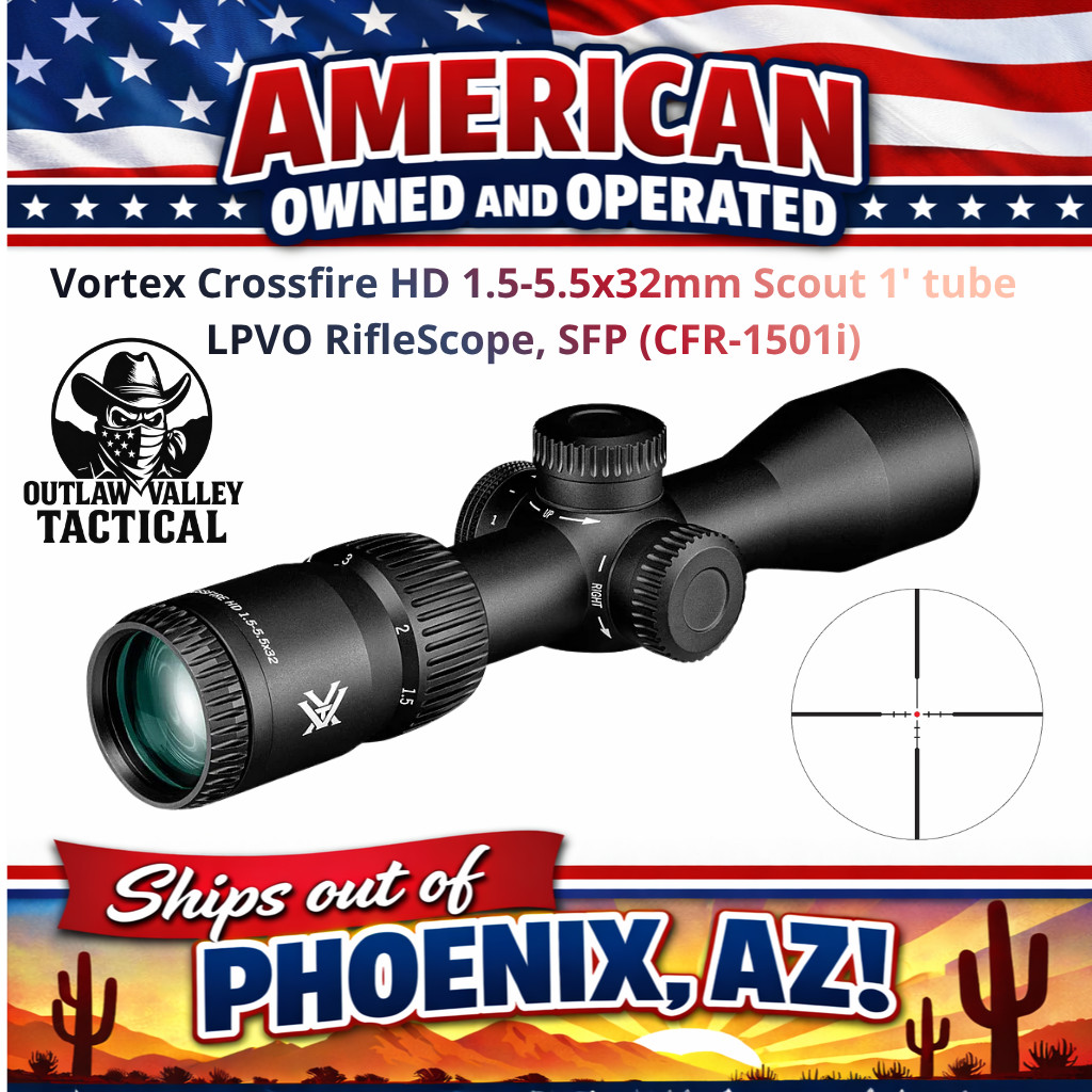 Vortex Crossfire HD 1.5-5.5x32mm Scout 1' tube LPVO RifleScope, SFP (CFR-1501i)