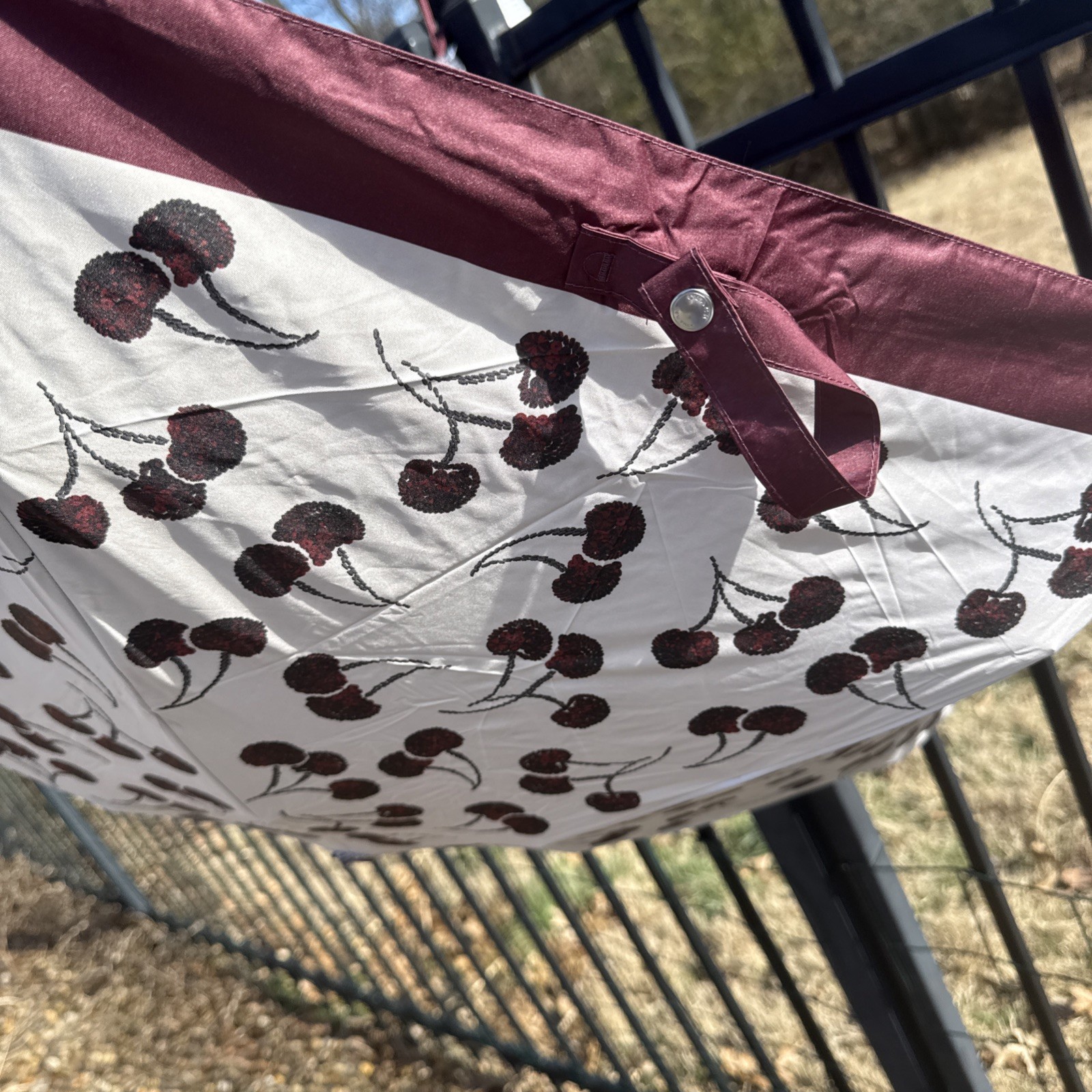 Coach UV Protection Mini Umbrella With Cherry Print CDF36 Silver/Chalk Multi
