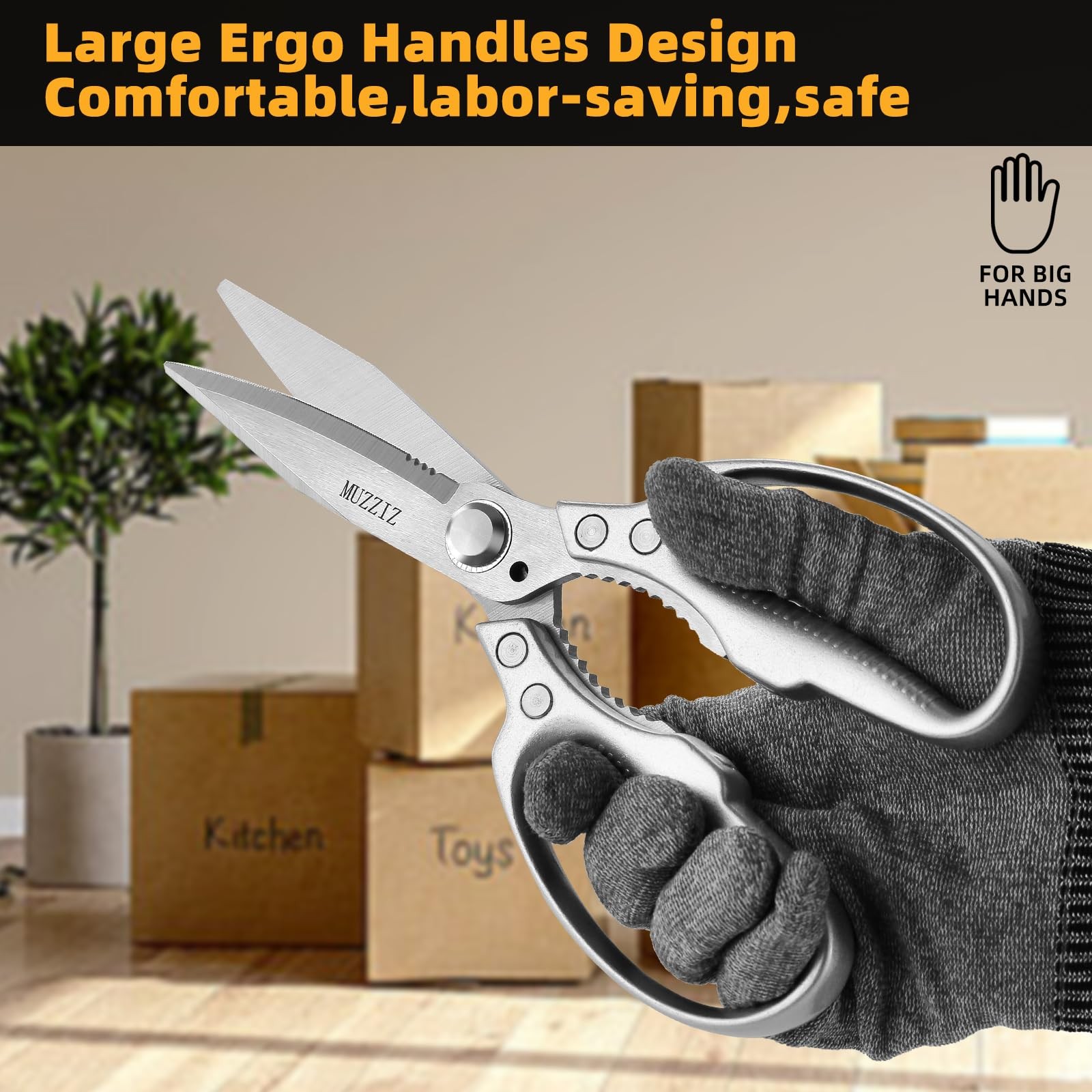 Heavy Duty Multipurpose Scissors - Cut Cardboard, Fabric, Leather, Carpet