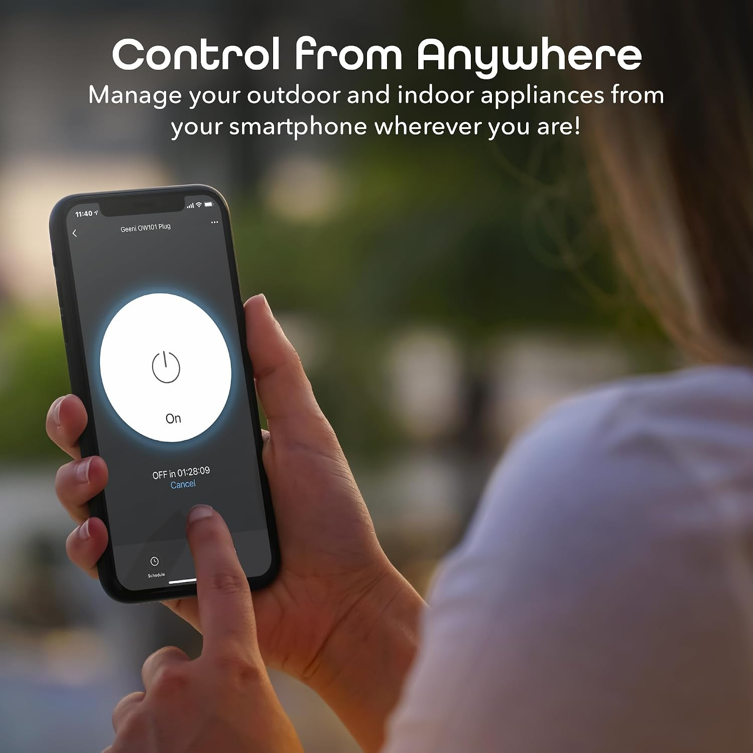 Indoor/Outdoor Smart Plug Weatherproof, 1 Socket Wireless Remote Control and Tim