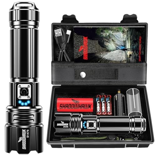 Flashlight 20000 High Lumens Rechargeable - 30W Super Bright LED Flash Black