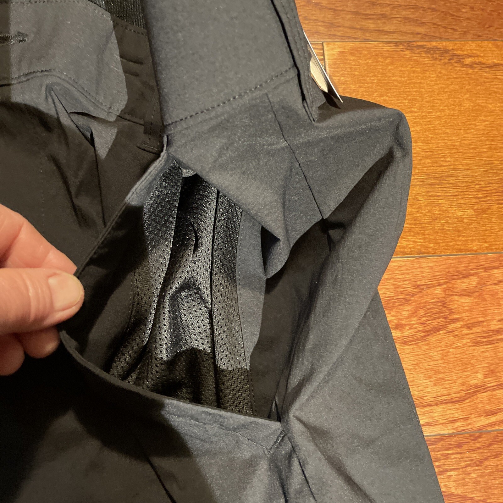 NWT Mens George Solid Black Flat Front Stretch Utility Shorts Size 42