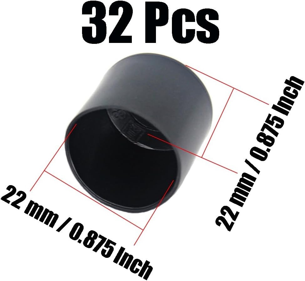 32Pcs Round Rubber Chair Leg Tips Caps, 7/8 Inch (22mm) Chair Table Leg Covers