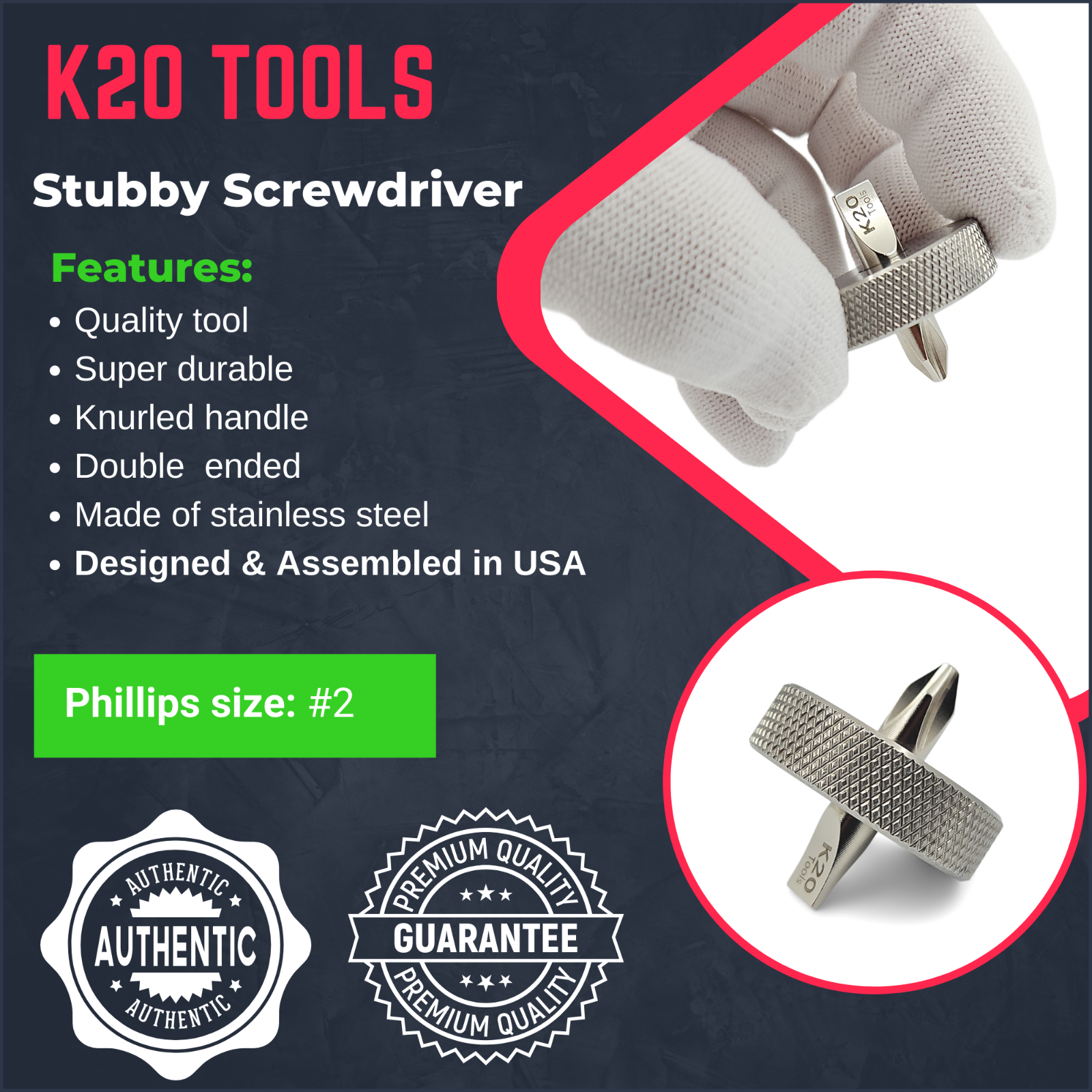 Stubby Screwdriver - Double Ended with Phillips & Flat Head - Short, Mini #2