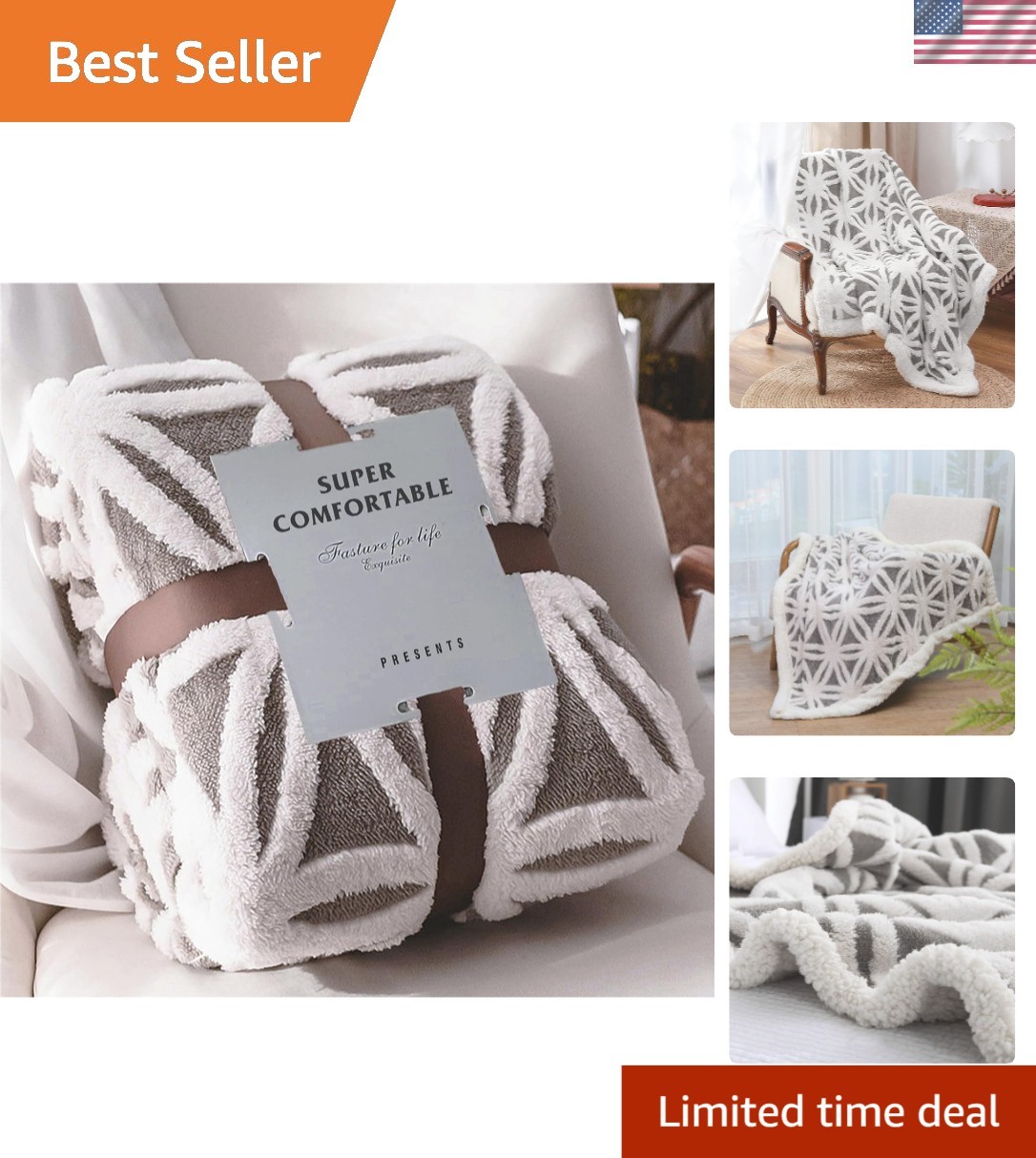 Elegant Dual-Sided Sherpa Fleece Blanket - Cozy Gift for Any Occasion, 51x63