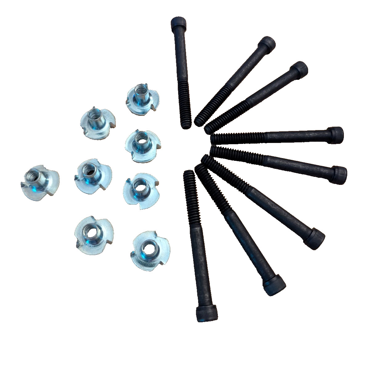 8pc Thick Baffle Speaker Mounting Bolts 1/4-20 x 2.25" Black Oxide  +Tee-Nut