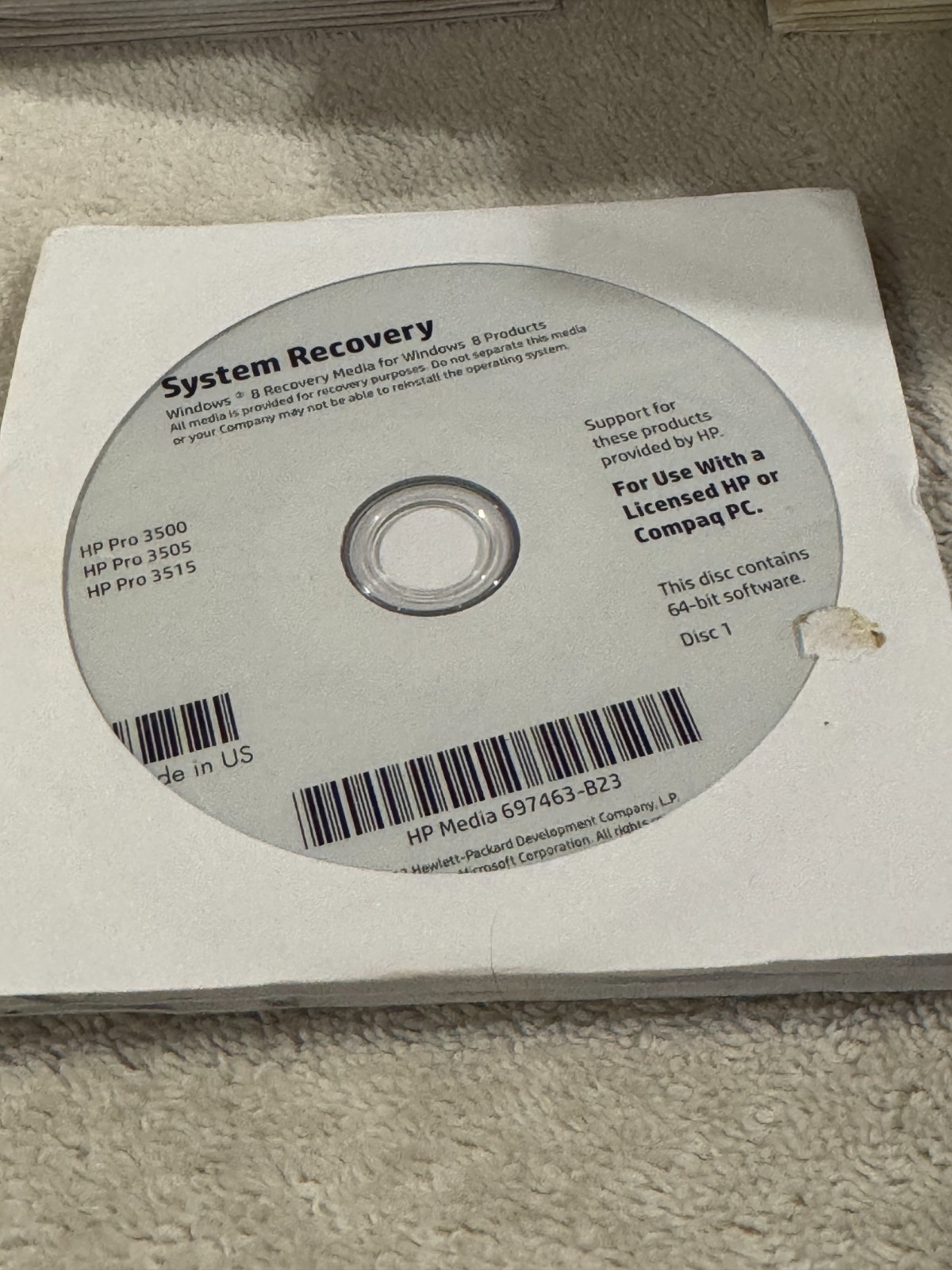 HP System Recovery Win 8 HP Pro 3500/3505/3515 - 5 DISC SET!!!