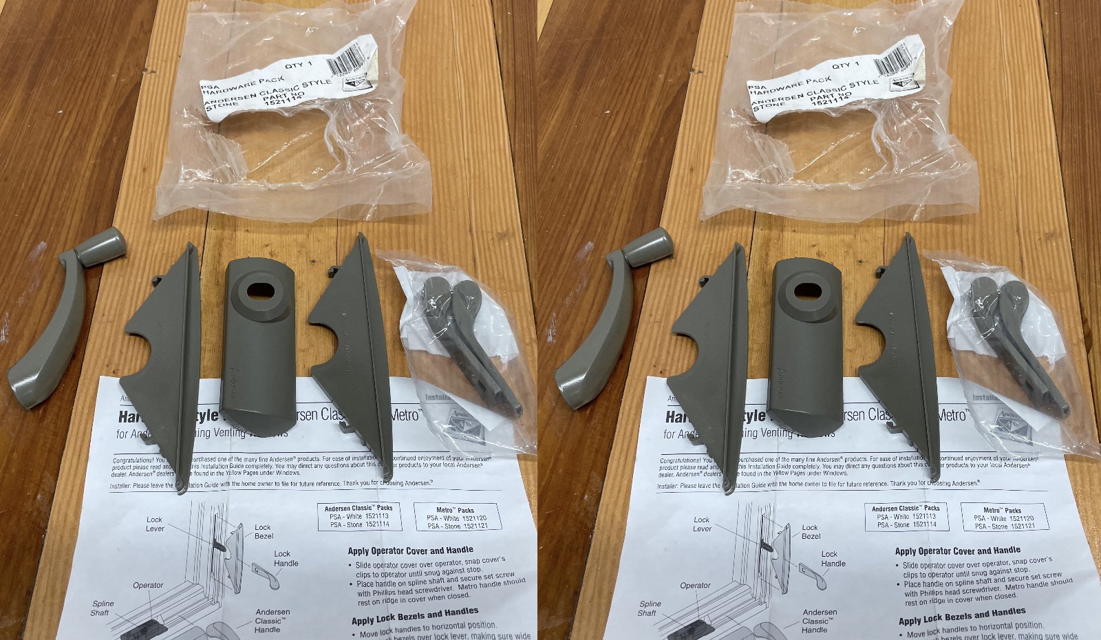 2X Andersen Classic Style Awning Window Hardware Kit Stone (1999 to Present)