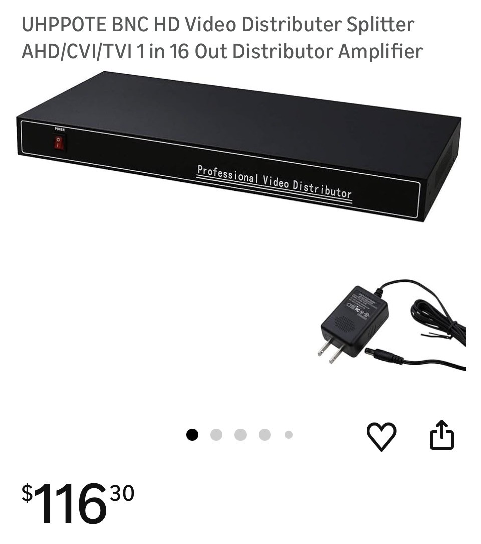 BNC HD Video Distributer Splitter AHD/CVI/TVI 1 In 16 Out Distributor Amplifier