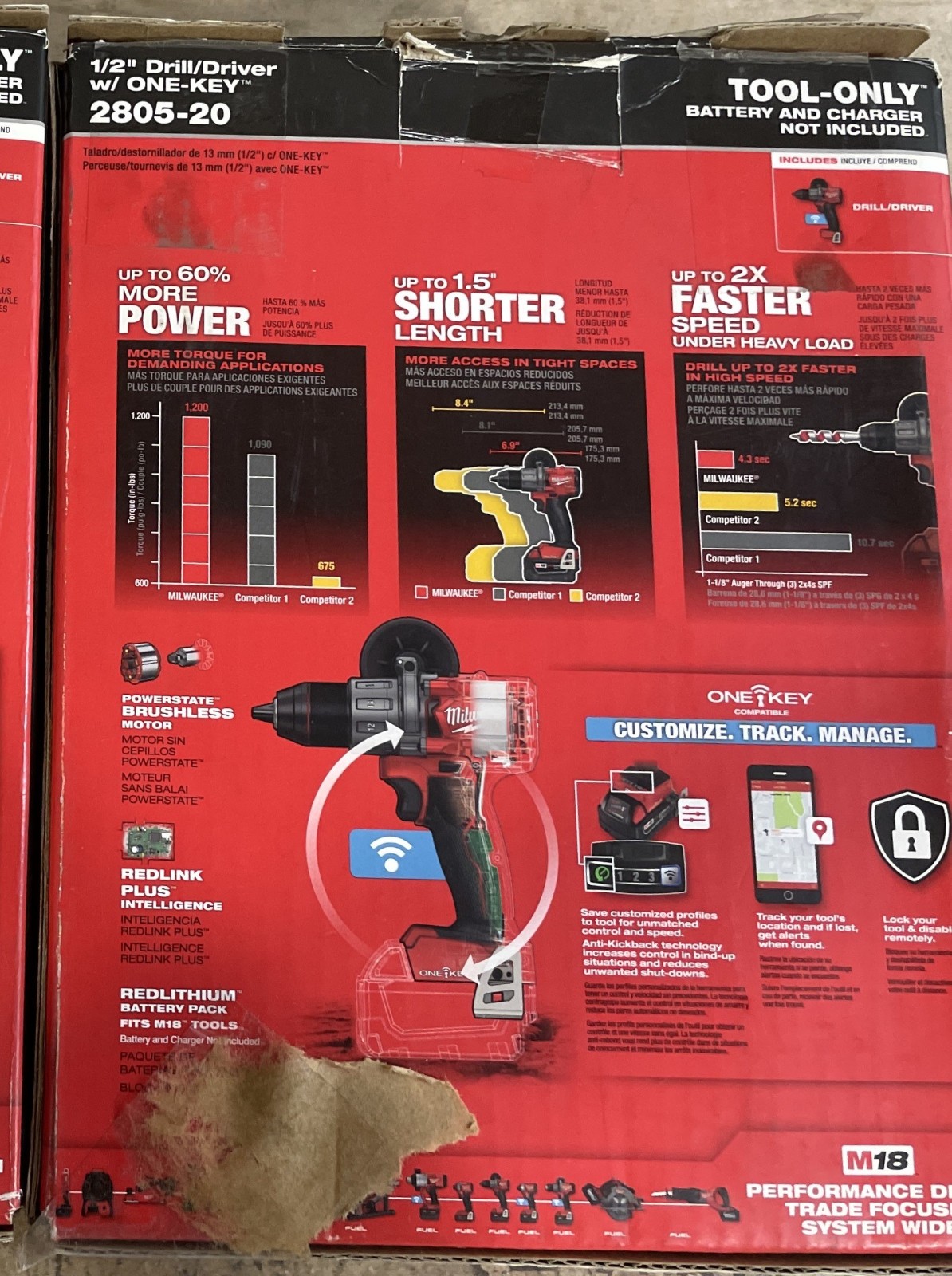 Milwaukee 2805-20 M18 18V FUEL Cordless 1/2" Drill/Driver w/ ONE-KEY (Tool Only)