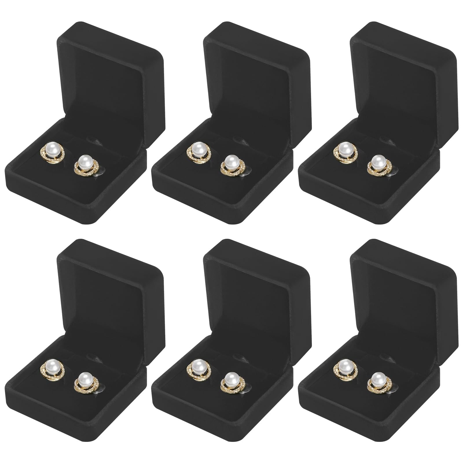 KUKUVR 6 Pieces Classic Velvet Jewelry Earring 4 x 2.8 x 1.4 inches, Black