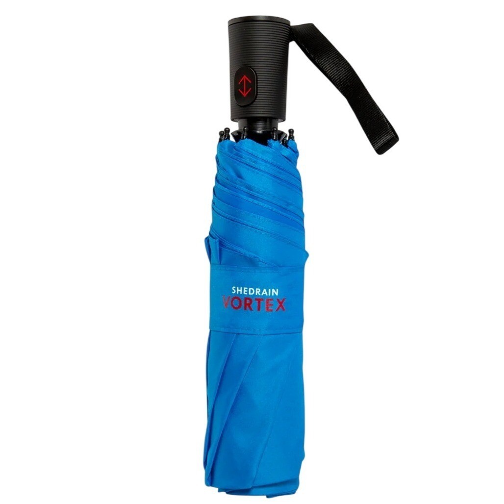 NWT Shedrain Vortex Blue Windproof Automatic Open Close Mens Umbrella